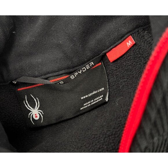 Spyder Men's Pullover 1/4 Zip Sweater M Medium Black With Red Details - Picture 5 of 6